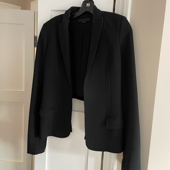 Alexander Wang | cropped black dress blazer jacket w velvet back xs 0/2 - Picture 5 of 11